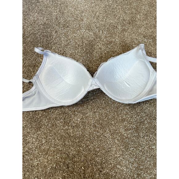 Maiden Form bra white underwire pushup lace overlay padded 36C - Picture 4 of 4